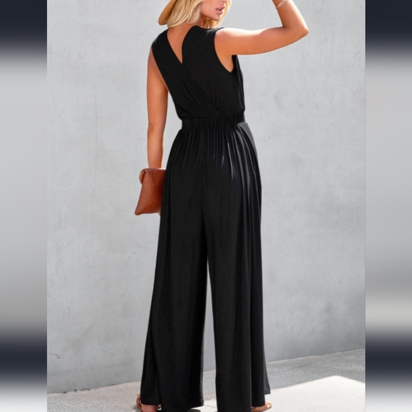 Autumn And Winter New Straight Pants Sexy Deep V Jumpsuit